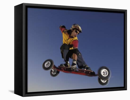 Mountain Boarder in Action, Colorado Springs, Colorado, USA-null-Framed Premier Image Canvas