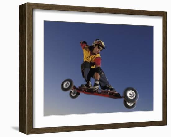 Mountain Boarder in Action, Colorado Springs, Colorado, USA-null-Framed Photographic Print