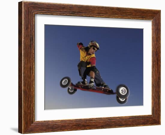 Mountain Boarder in Action, Colorado Springs, Colorado, USA-null-Framed Photographic Print