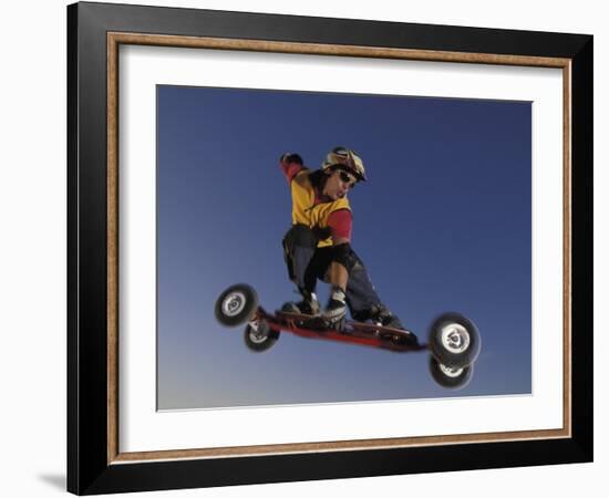 Mountain Boarder in Action, Colorado Springs, Colorado, USA-null-Framed Photographic Print