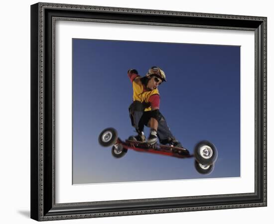 Mountain Boarder in Action, Colorado Springs, Colorado, USA-null-Framed Photographic Print