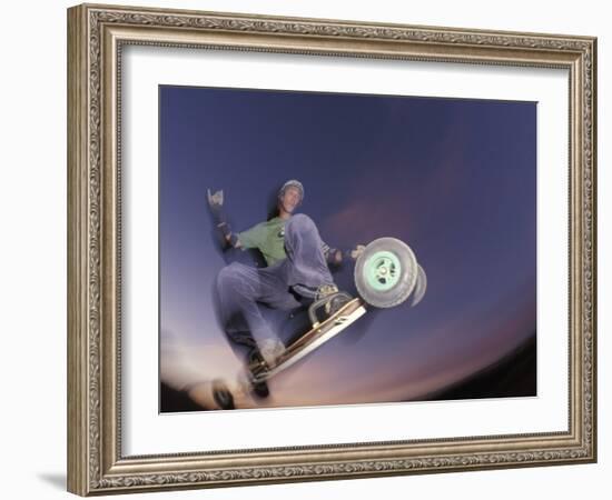 Mountain Boarder in Action, Colorado Springs, Colorado, USA-null-Framed Photographic Print