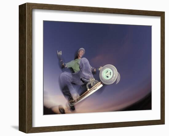 Mountain Boarder in Action, Colorado Springs, Colorado, USA-null-Framed Photographic Print