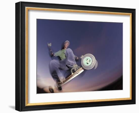 Mountain Boarder in Action, Colorado Springs, Colorado, USA-null-Framed Photographic Print