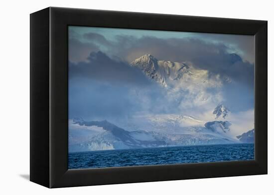 Mountain breaking through the clouds, Elephant Island, South Shetland Islands, Antarctica, Polar Re-Michael Runkel-Framed Premier Image Canvas