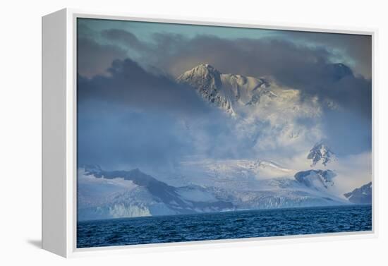 Mountain breaking through the clouds, Elephant Island, South Shetland Islands, Antarctica, Polar Re-Michael Runkel-Framed Premier Image Canvas