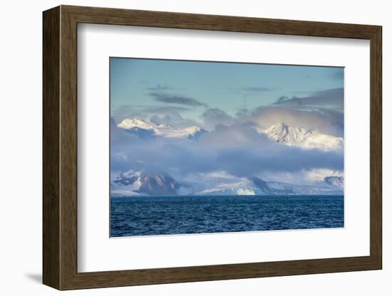 Mountain breaking through the clouds, Elephant Island, South Shetland Islands, Antarctica, Polar Re-Michael Runkel-Framed Photographic Print