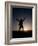 Mountain Climber Rejoices at the Summit at Sunrise-null-Framed Photographic Print