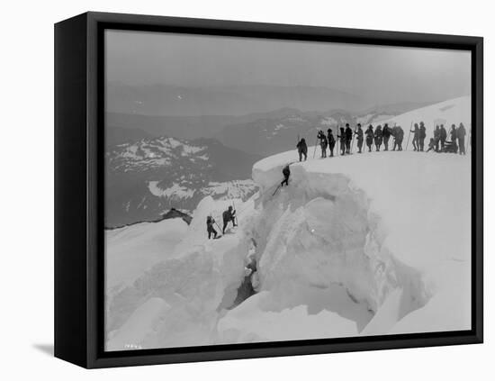 Mountain Climbers Ascending Mount Baker, 1908-Asahel Curtis-Framed Premier Image Canvas