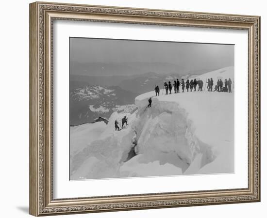 Mountain Climbers Ascending Mount Baker, 1908-Asahel Curtis-Framed Giclee Print