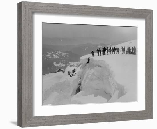 Mountain Climbers Ascending Mount Baker, 1908-Asahel Curtis-Framed Giclee Print