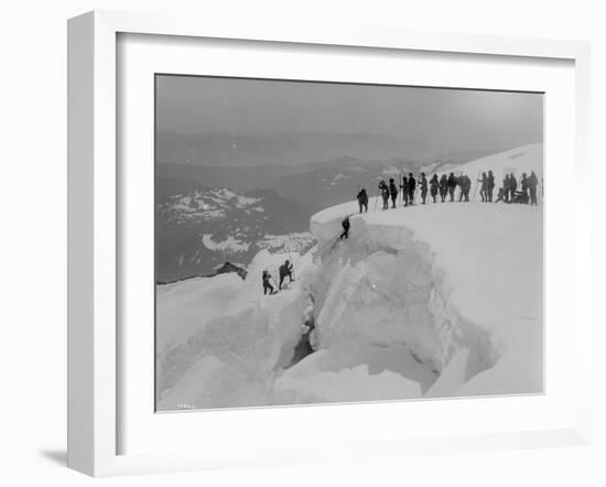Mountain Climbers Ascending Mount Baker, 1908-Asahel Curtis-Framed Giclee Print
