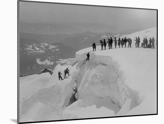 Mountain Climbers Ascending Mount Baker, 1908-Asahel Curtis-Mounted Giclee Print