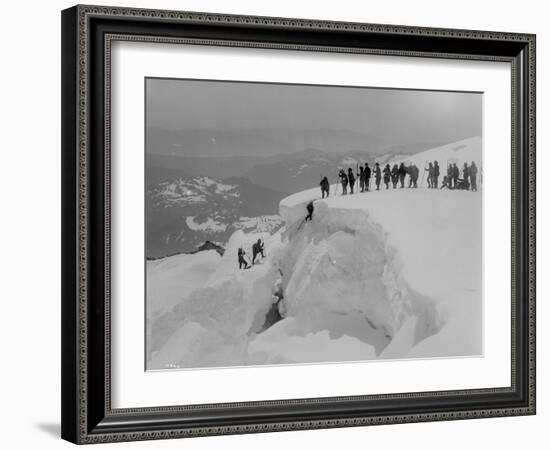 Mountain Climbers Ascending Mount Baker, 1908-Asahel Curtis-Framed Giclee Print