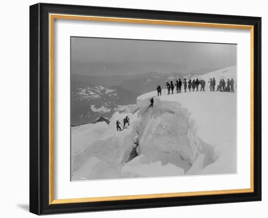 Mountain Climbers Ascending Mount Baker, 1908-Asahel Curtis-Framed Giclee Print