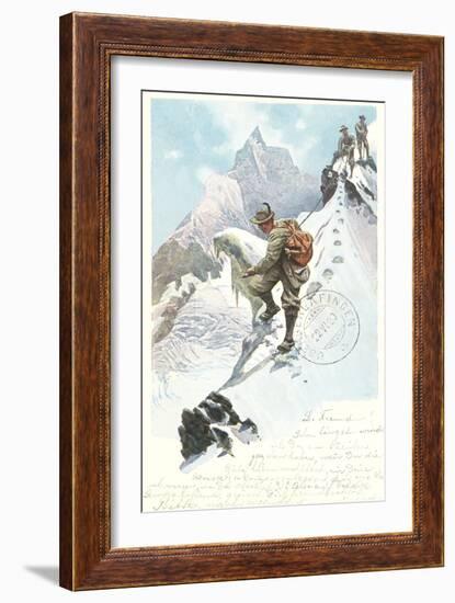 Mountain Climbing in the Alps-null-Framed Art Print