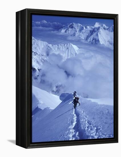 Mountain Climbing on Denali, Alaska, USA-Lee Kopfler-Framed Premier Image Canvas