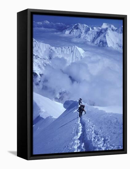 Mountain Climbing on Denali, Alaska, USA-Lee Kopfler-Framed Premier Image Canvas