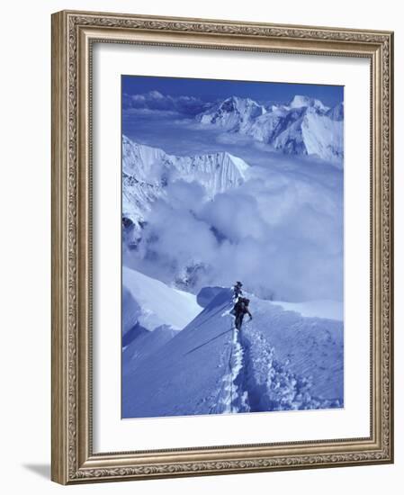 Mountain Climbing on Denali, Alaska, USA-Lee Kopfler-Framed Photographic Print