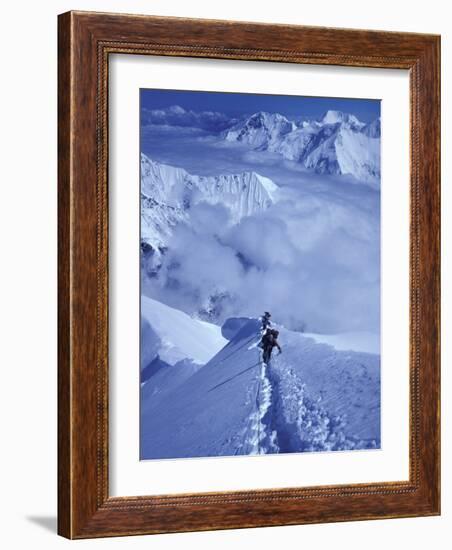 Mountain Climbing on Denali, Alaska, USA-Lee Kopfler-Framed Photographic Print