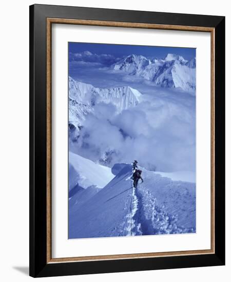 Mountain Climbing on Denali, Alaska, USA-Lee Kopfler-Framed Photographic Print