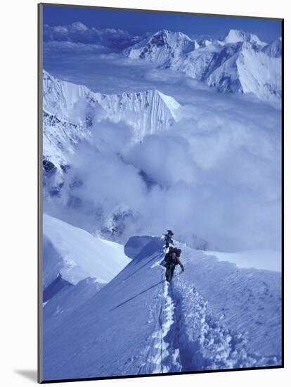 Mountain Climbing on Denali, Alaska, USA-Lee Kopfler-Mounted Photographic Print