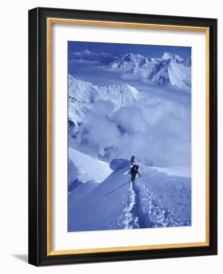 Mountain Climbing on Denali, Alaska, USA-Lee Kopfler-Framed Photographic Print