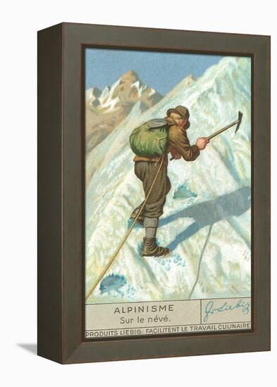 Mountain Climbing on Snow-null-Framed Stretched Canvas