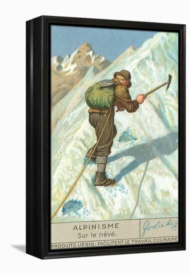 Mountain Climbing on Snow-null-Framed Stretched Canvas