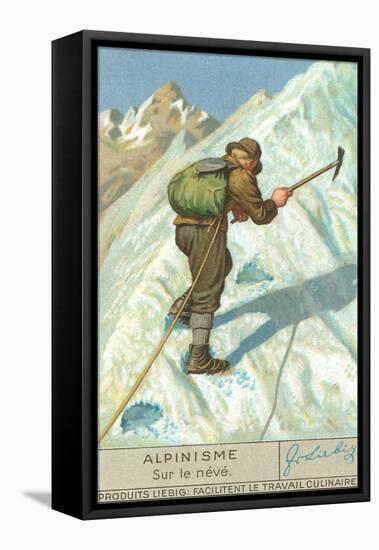 Mountain Climbing on Snow-null-Framed Stretched Canvas