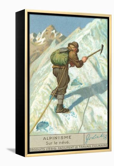 Mountain Climbing on Snow-null-Framed Stretched Canvas