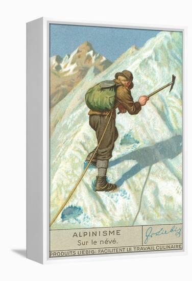 Mountain Climbing on Snow-null-Framed Stretched Canvas