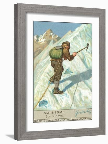 Mountain Climbing on Snow-null-Framed Art Print