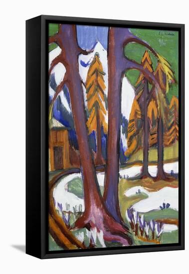 Mountain-Early Spring with Larchen; Berg-Vorfruhling Mit Larchen, C.1921-1923-Ernst Ludwig Kirchner-Framed Premier Image Canvas