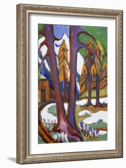 Mountain-Early Spring with Larchen; Berg-Vorfruhling Mit Larchen, C.1921-1923-Ernst Ludwig Kirchner-Framed Giclee Print