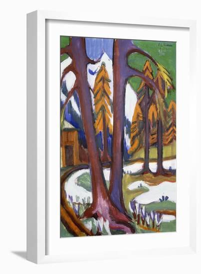 Mountain-Early Spring with Larchen; Berg-Vorfruhling Mit Larchen, C.1921-1923-Ernst Ludwig Kirchner-Framed Giclee Print