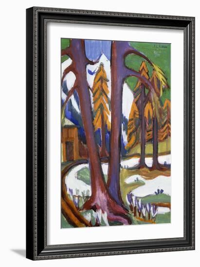 Mountain-Early Spring with Larchen; Berg-Vorfruhling Mit Larchen, C.1921-1923-Ernst Ludwig Kirchner-Framed Giclee Print