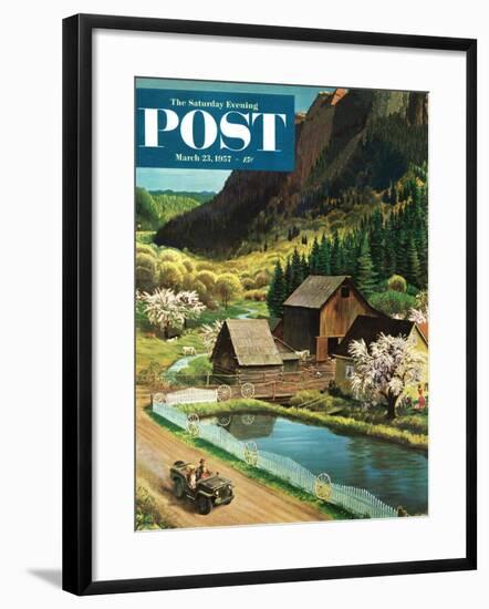 "Mountain Farm" Saturday Evening Post Cover, March 23, 1957-John Clymer-Framed Giclee Print