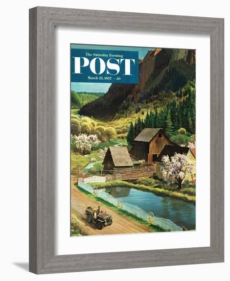 "Mountain Farm" Saturday Evening Post Cover, March 23, 1957-John Clymer-Framed Giclee Print