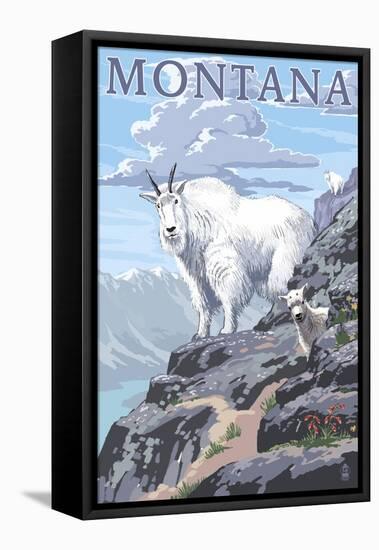 Mountain Goat and Kid - Montana-Lantern Press-Framed Stretched Canvas