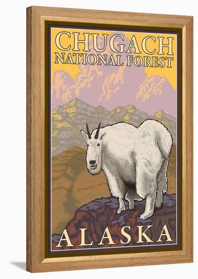 Mountain Goat, Chugach National Forest, Alaska-Lantern Press-Framed Stretched Canvas