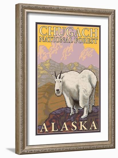 Mountain Goat, Chugach National Forest, Alaska-Lantern Press-Framed Art Print