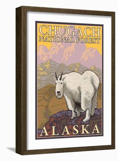 Mountain Goat, Chugach National Forest, Alaska-Lantern Press-Framed Art Print