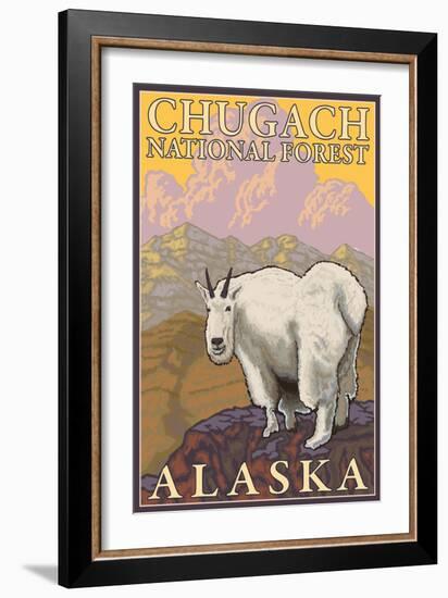 Mountain Goat, Chugach National Forest, Alaska-Lantern Press-Framed Art Print