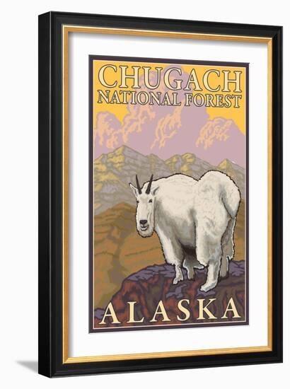 Mountain Goat, Chugach National Forest, Alaska-Lantern Press-Framed Art Print