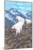 Mountain Goat Family-Lantern Press-Mounted Art Print