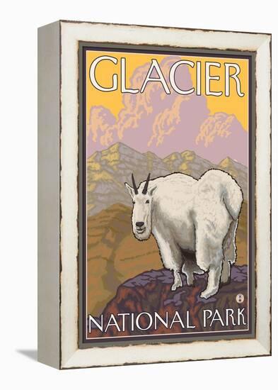 Mountain Goat, Glacier National Park, Montana-Lantern Press-Framed Stretched Canvas