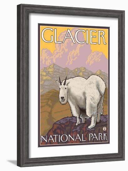 Mountain Goat, Glacier National Park, Montana-Lantern Press-Framed Art Print