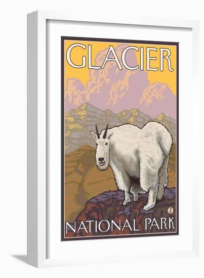 Mountain Goat, Glacier National Park, Montana-Lantern Press-Framed Art Print