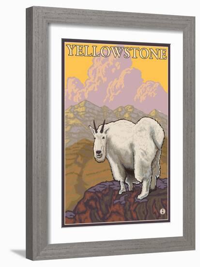 Mountain Goat, Yellowstone National Park-Lantern Press-Framed Art Print